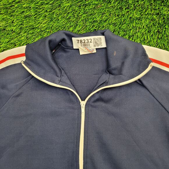 Vintage 90s MOD Crop Track Jacket M/L 21x26 Blue White Red - Picture 9 of 12